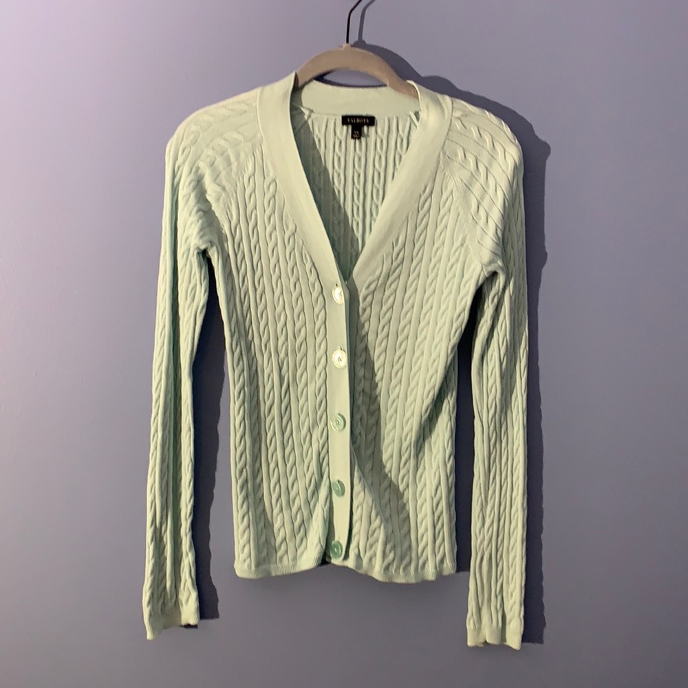 Talbots blue Cable Knit Cardigan